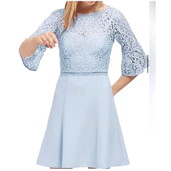 French Connection Dress Women 6 Blue Whisper Ruth Lace Fit and Flare Cocktail - Picture 1 of 16